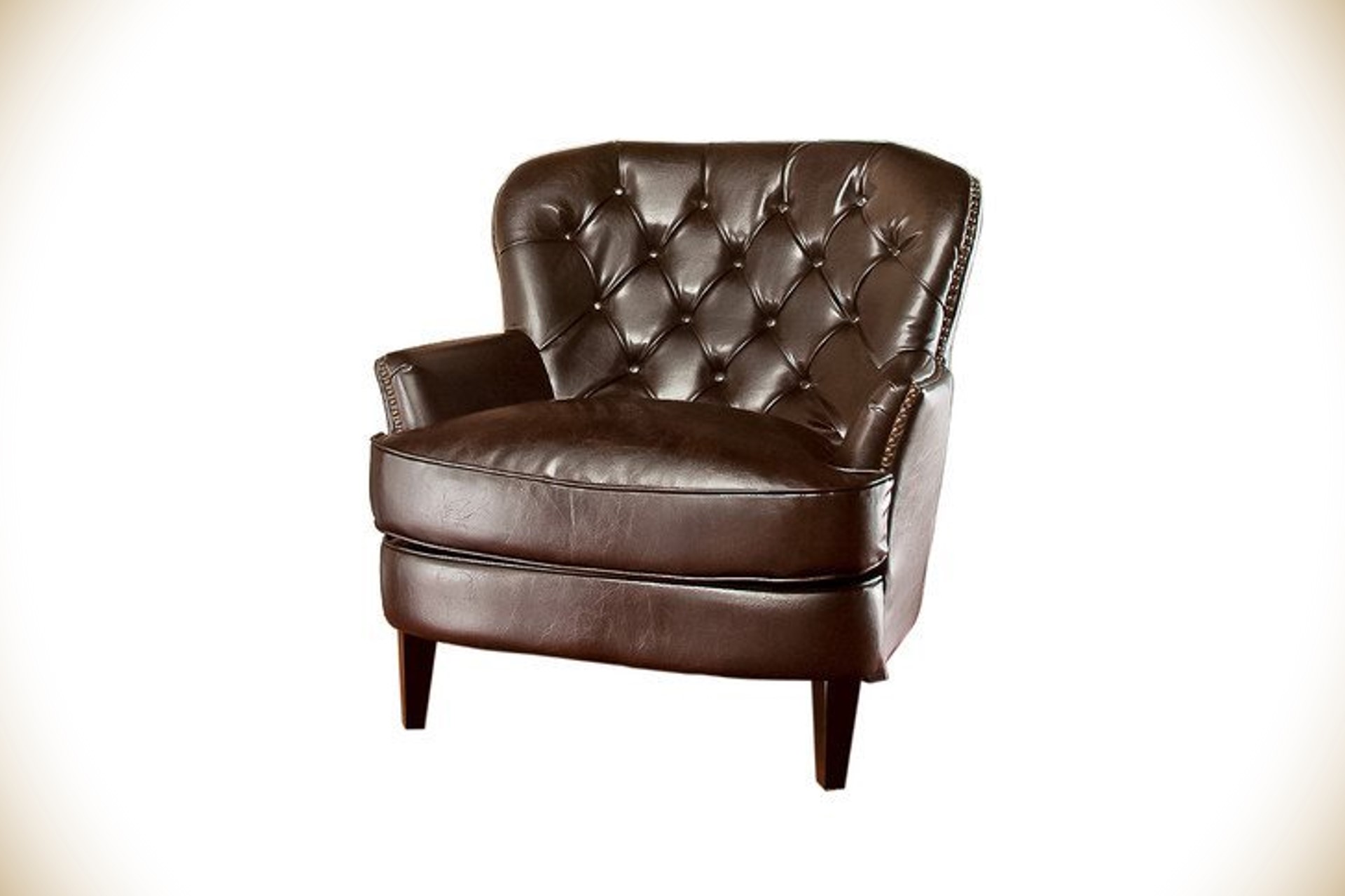 Brown Leather Tufted Club Chair
