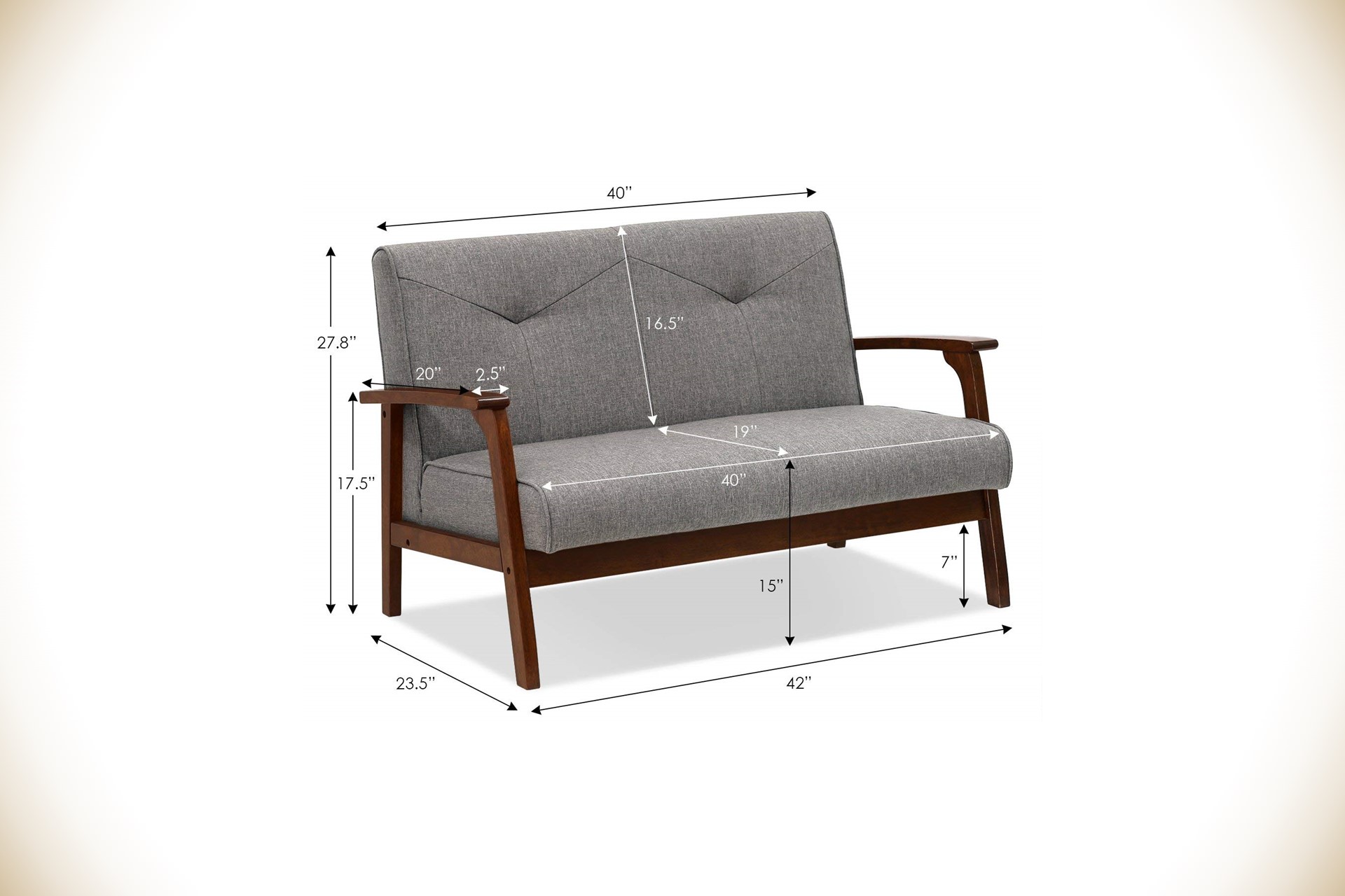Furinno Mid Century Vintage Loveseat — view 2